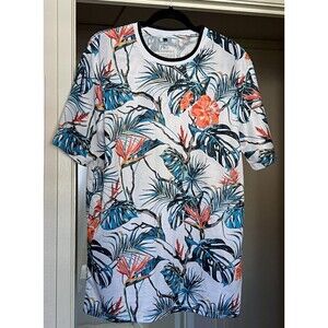 MEN'S  T-SHIRT Hawaiian SouthshoreS HORT SLEEVE POLYESTER TROPICAL PRINT XL NWT